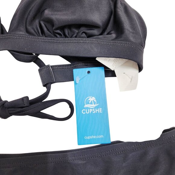 Cupshe Black Bikini Set Swimsuit Adjustable Criss Cross Back Size Size S - Picture 4 of 6